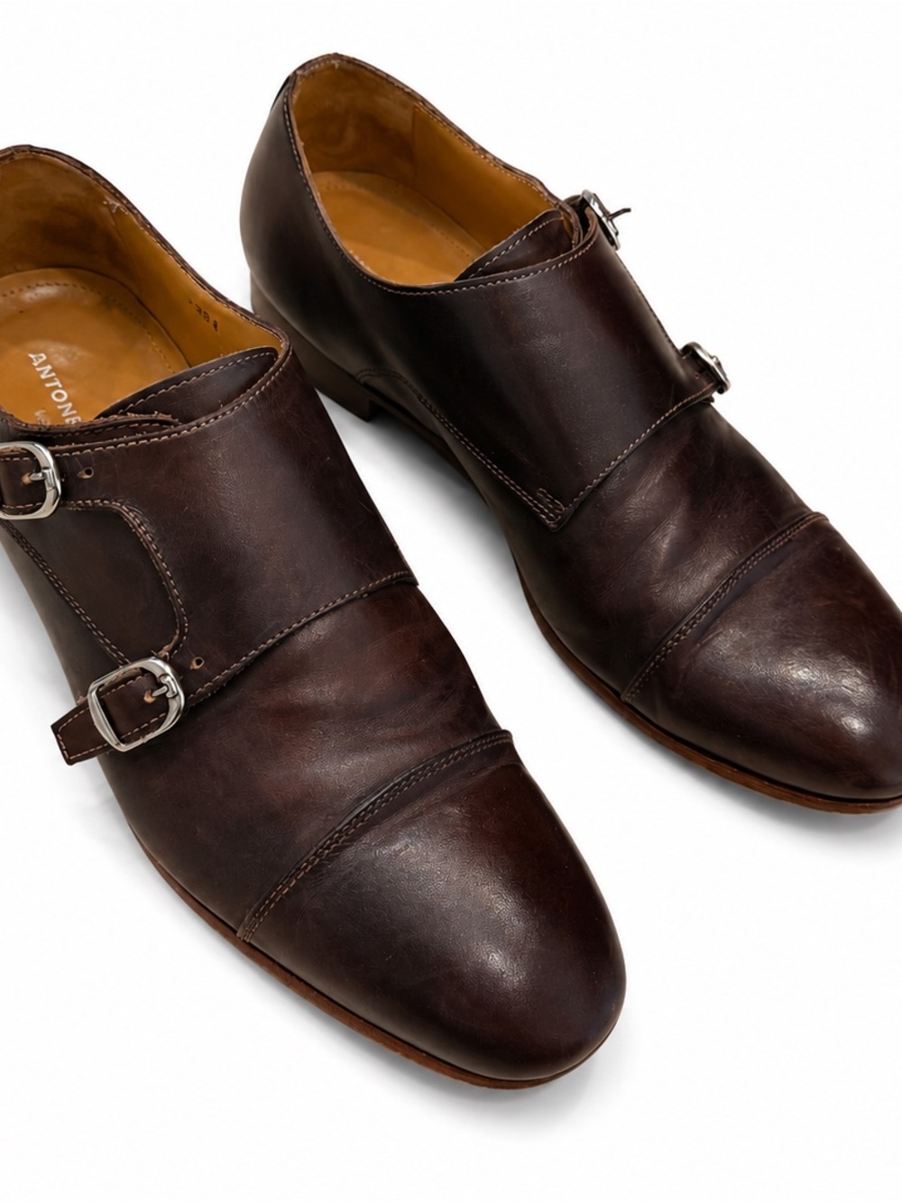 Antonio Maurizi Men's Double Monk Strap Oxfords in Dark Brown Leather